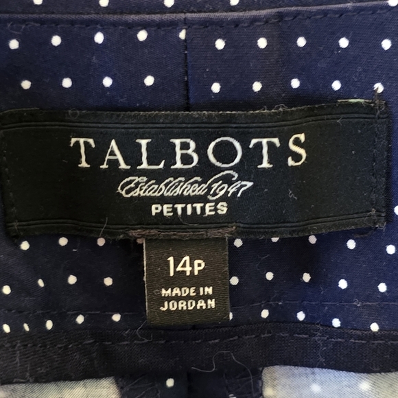 Talbots Women's Petite Navy Polka Dot Straight Leg Cropped Ankle Pant Size 14P - Picture 9 of 10